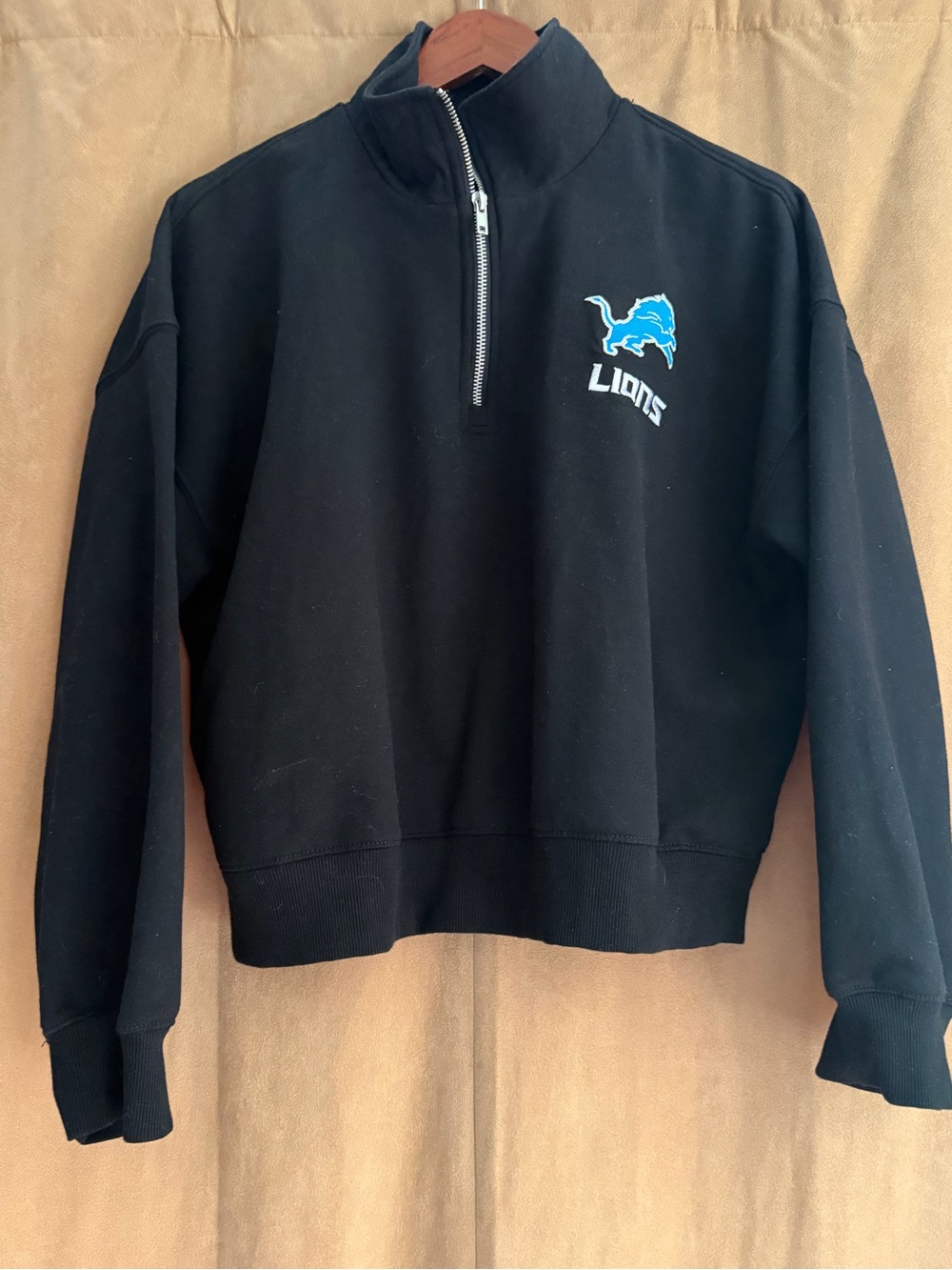 NFL Black Quarter-Zip Pullover with Detroit Lions Logo